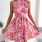 Sexy Spring Summer Floral Halter Neck Short Dresses Holiday Beach Sundress Casual Halter Short Dresses Clothes Women
