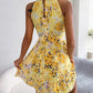 Sexy Spring Summer Floral Halter Neck Short Dresses Holiday Beach Sundress Casual Halter Short Dresses Clothes Women