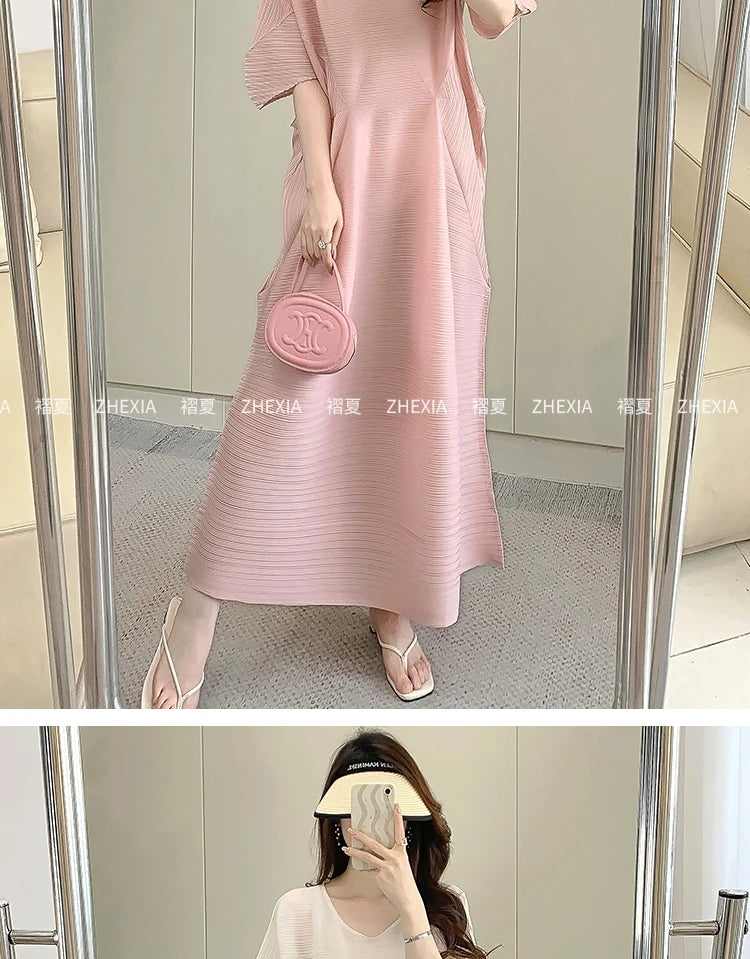 Miyake Pleated Dress for Women in 2024 Summer, New Niche Design, High-end Temperament, Women's Long Dress