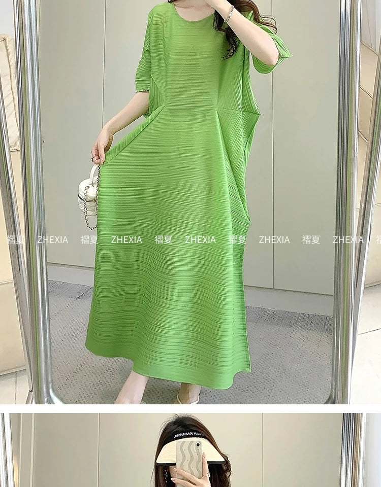 Miyake Pleated Dress for Women in 2024 Summer, New Niche Design, High-end Temperament, Women's Long Dress