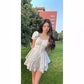 Princess Style Gathered Waist Bubble Sleeve One Shoulder Puffy Dress Floral Print Gentle Girl Summer New Arrival Dress