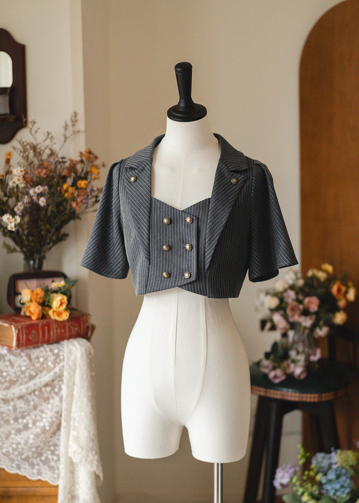 Original Retro Skirt Set Outfits New Spring Women's Stand Collar Long Sleeve Shirt Small Cape Coat Elegant Classical Long Skirt