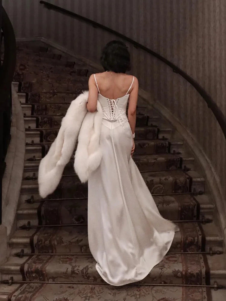 Summer Floral Print Spaghetti Strap Dress Women's Elegant Backless Pleated A-line Gowns New Chic Lady Street Party Vestidos 2025