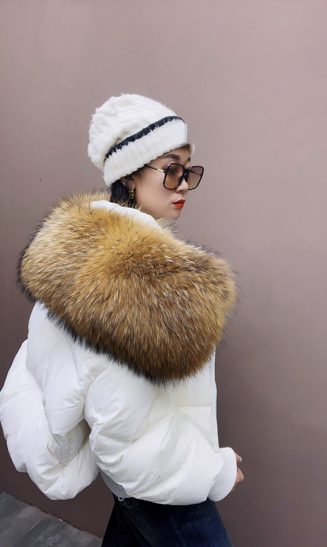 2023 Winter Puffer Jacket Women Large Real Raccoon Fur Collar Short Female Parkas Thick Warm 90% Goose Down Coat Loose