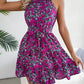 Women Summer Casual Floral Print Ruffle Halter Dress