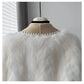 Faux Fur and Wool Reversible Coat with Fox Fur Collar Autumn Winter Fashionable Jacket Women Chic Flocking Plush Aesthetic