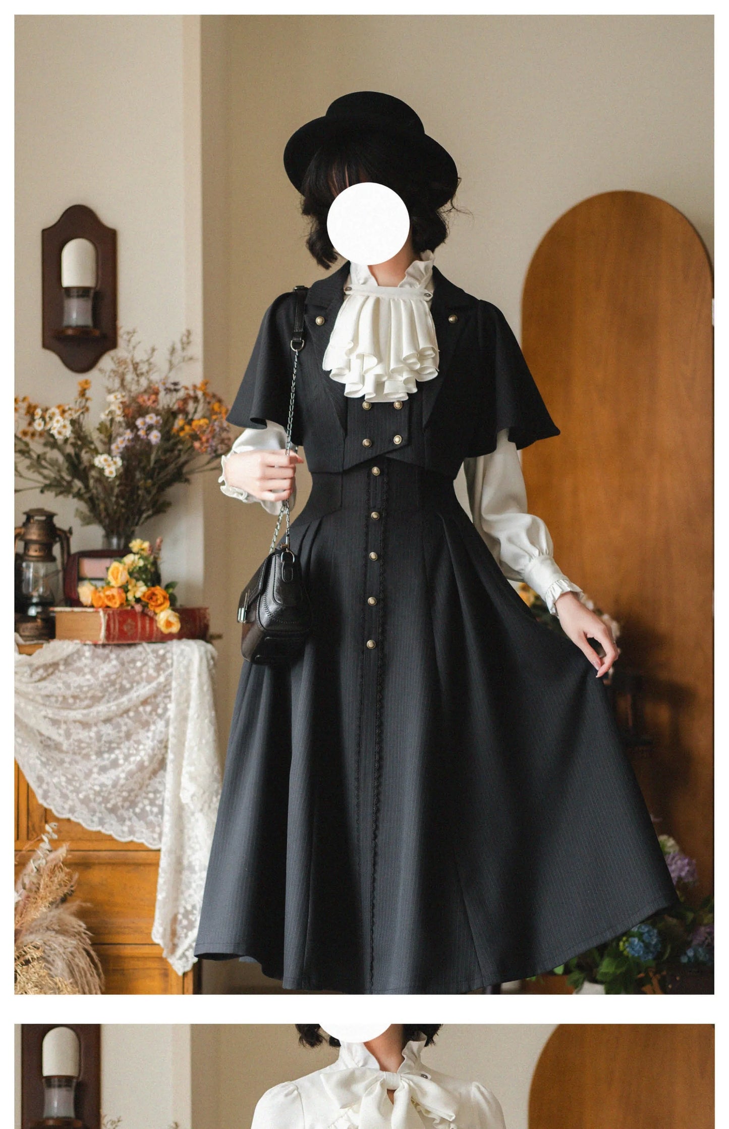 Original Retro Skirt Set Outfits New Spring Women's Stand Collar Long Sleeve Shirt Small Cape Coat Elegant Classical Long Skirt