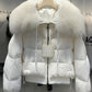 2023 Winter Puffer Jacket Women Large Real Raccoon Fur Collar Short Female Parkas Thick Warm 90% Goose Down Coat Loose