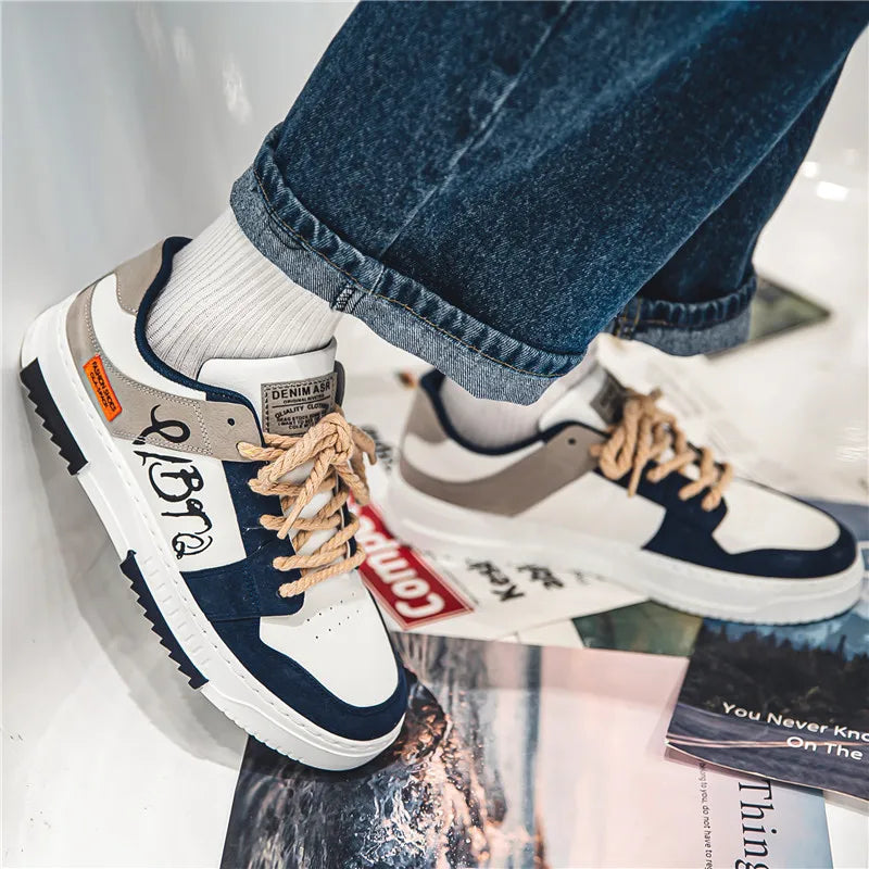 Men's thick soled casual shoes four seasonal soft soled comfortable outdoor walking shoes fashion Breathable student board shoes