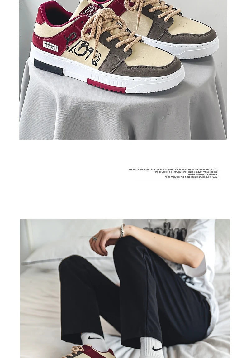 Men's thick soled casual shoes four seasonal soft soled comfortable outdoor walking shoes fashion Breathable student board shoes