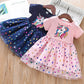 2024 Summer Baby Girls Cartoon Unicorn Dress Cotton Mesh Party Princess Dresses For 2-6 Years Children Kids Clothes