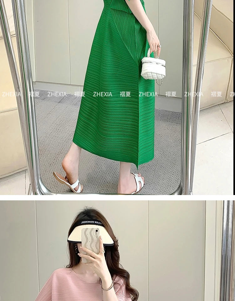 Miyake Pleated Dress for Women in 2024 Summer, New Niche Design, High-end Temperament, Women's Long Dress