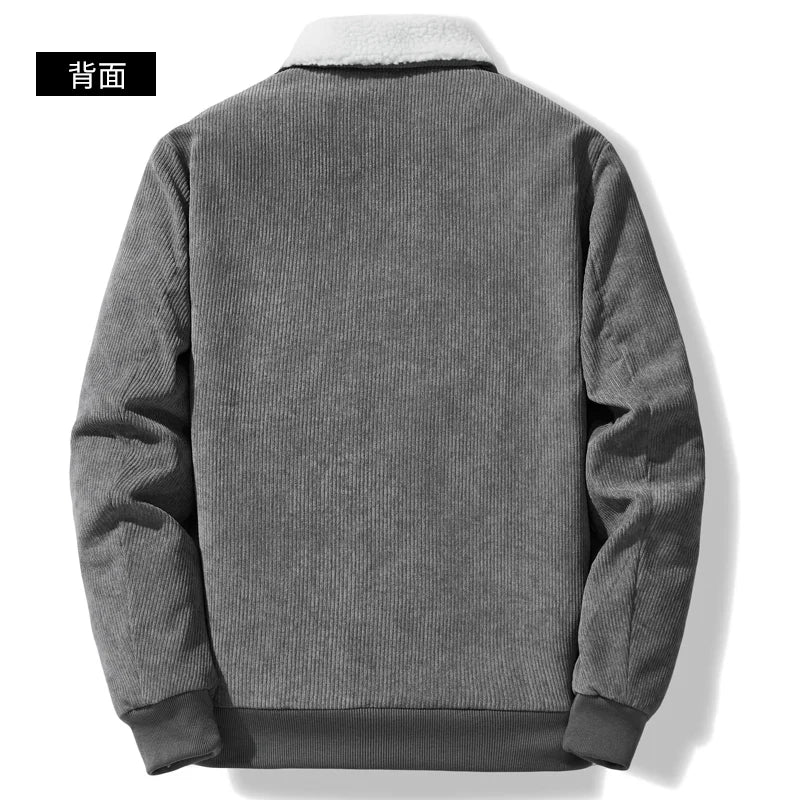 Jacket Mens autumn Winter New mens jacket collar Solid color Corduroy Jackets men business casual coat Men's coats M-4XL 5XL2202