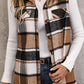 Women Plus Size 1XL-5XL Plaid Print Flap Detail Sleeveless Coat Ladies Fashion Sleeveless Thick Thermal Vest Women Outwear