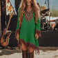 New Ethnic Sexy Deep V Music Festival Rock Party Dresses Women Vintage Wasteland Irregular Long Sleeve Lace Tassel Floral Dress
