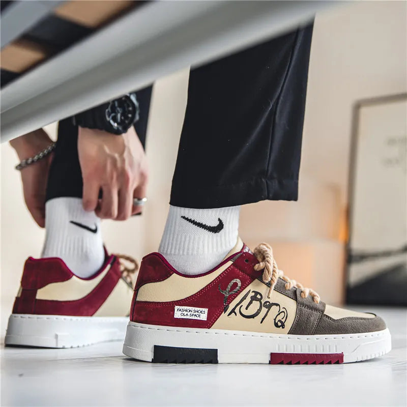 Men's thick soled casual shoes four seasonal soft soled comfortable outdoor walking shoes fashion Breathable student board shoes