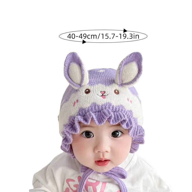 New Cute Rabbit Baby Hat With Ears Winter Warm Newborn Boys Girls Cap Beanies Soft Ear Protection Infant Toddler Hat Bonnet