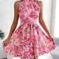 Sexy Spring Summer Floral Halter Neck Short Dresses Holiday Beach Sundress Casual Halter Short Dresses Clothes Women