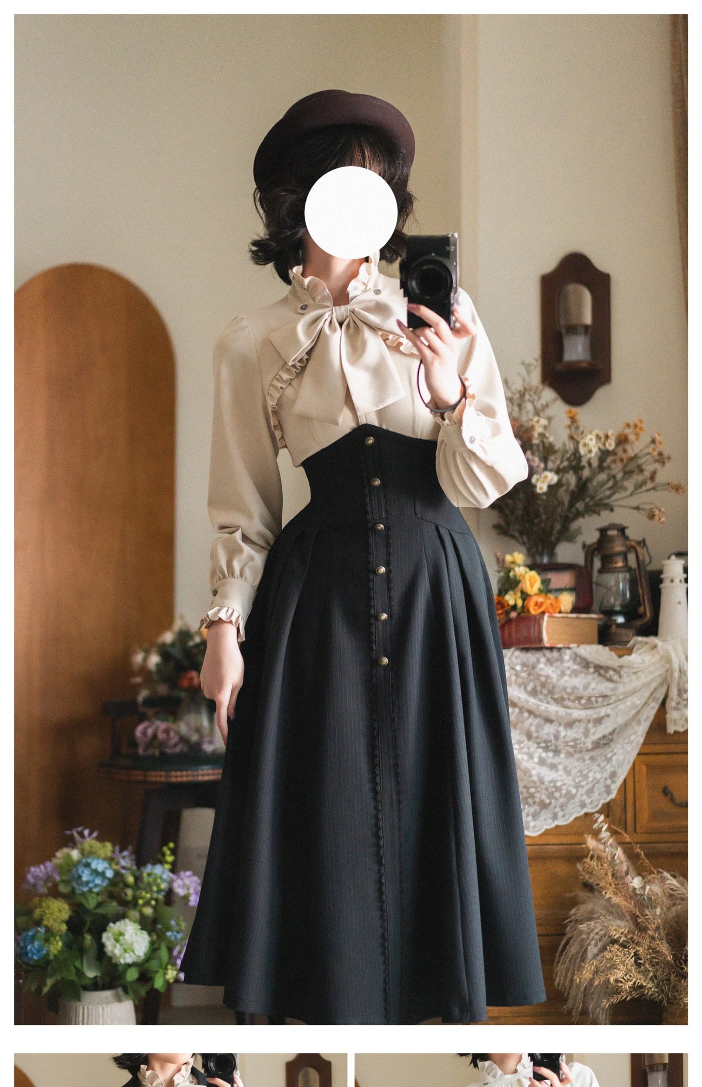 Original Retro Skirt Set Outfits New Spring Women's Stand Collar Long Sleeve Shirt Small Cape Coat Elegant Classical Long Skirt
