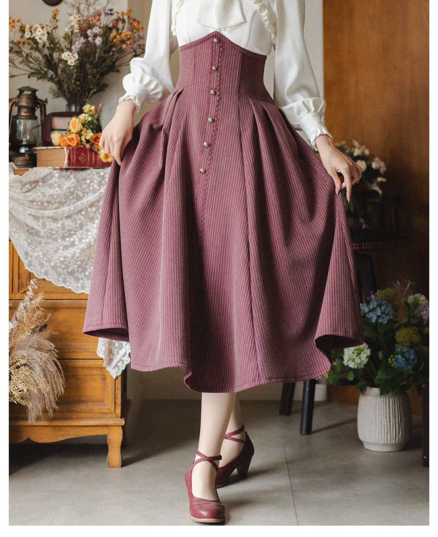 Original Retro Skirt Set Outfits New Spring Women's Stand Collar Long Sleeve Shirt Small Cape Coat Elegant Classical Long Skirt