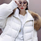 2023 Winter Puffer Jacket Women Large Real Raccoon Fur Collar Short Female Parkas Thick Warm 90% Goose Down Coat Loose