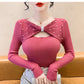 Elegant Autumn Winter Sweaters Women Pullovers Korean Fashion Y2k Clothes V Neck Solid Bow Embroidered Long Sleeve Knitted Tops