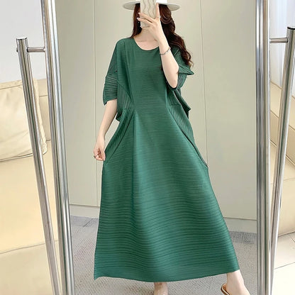 Miyake Pleated Dress for Women in 2024 Summer, New Niche Design, High-end Temperament, Women's Long Dress