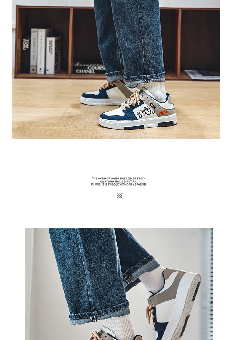 Men's thick soled casual shoes four seasonal soft soled comfortable outdoor walking shoes fashion Breathable student board shoes