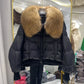 2023 Winter Puffer Jacket Women Large Real Raccoon Fur Collar Short Female Parkas Thick Warm 90% Goose Down Coat Loose
