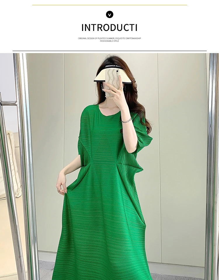 Miyake Pleated Dress for Women in 2024 Summer, New Niche Design, High-end Temperament, Women's Long Dress