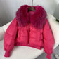 2023 Winter Puffer Jacket Women Large Real Raccoon Fur Collar Short Female Parkas Thick Warm 90% Goose Down Coat Loose