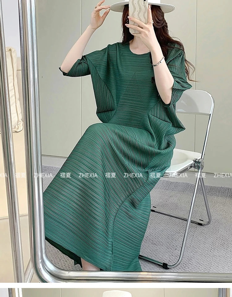 Miyake Pleated Dress for Women in 2024 Summer, New Niche Design, High-end Temperament, Women's Long Dress
