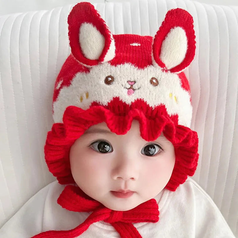 New Cute Rabbit Baby Hat With Ears Winter Warm Newborn Boys Girls Cap Beanies Soft Ear Protection Infant Toddler Hat Bonnet