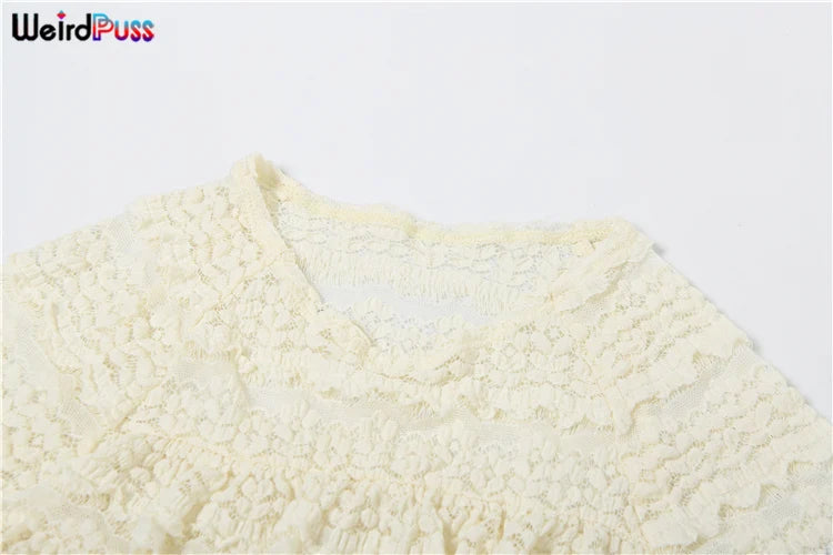 Weird Puss Sexy Tierred Women 2Piece Set Summer Elegant Thin Ruffles Tnak Top+Shorts Skirts Midnight Concert Party Matching Suit