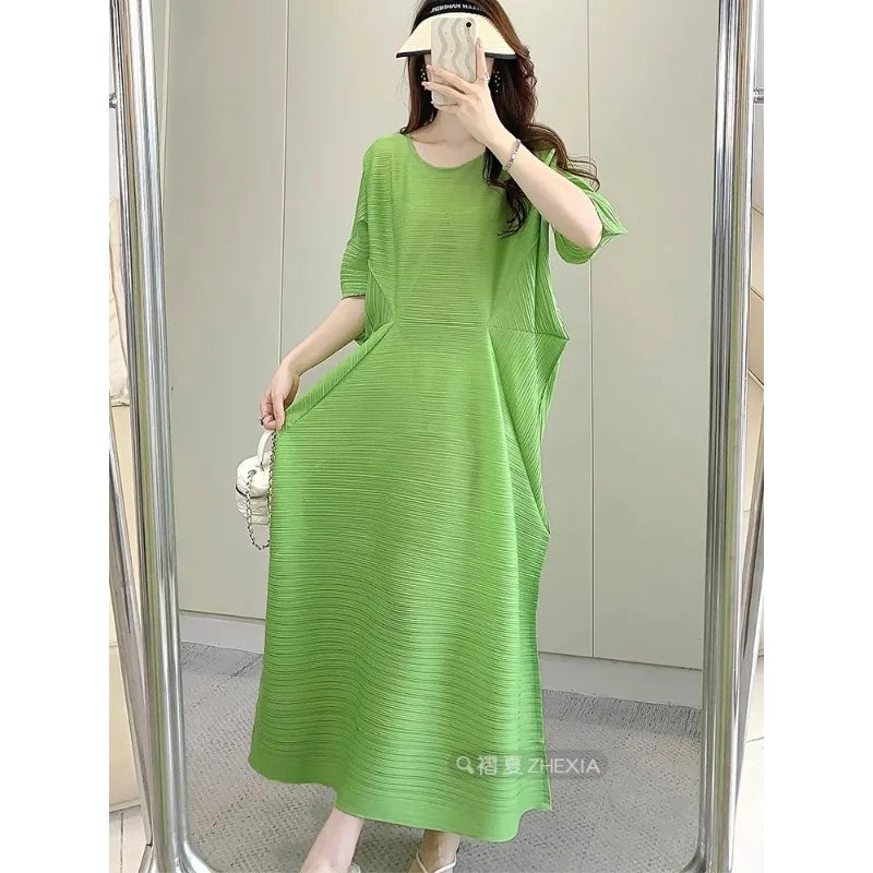 Miyake Pleated Dress for Women in 2024 Summer, New Niche Design, High-end Temperament, Women's Long Dress