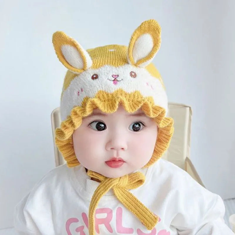 New Cute Rabbit Baby Hat With Ears Winter Warm Newborn Boys Girls Cap Beanies Soft Ear Protection Infant Toddler Hat Bonnet