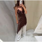 Elegant Satin Asymmetric Lace Patchwork Mini Dress Women Solid V-neck Sleeveless Sling Dresses 2025 Summer Lady Chic  Streetwear