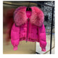 2023 Winter Puffer Jacket Women Large Real Raccoon Fur Collar Short Female Parkas Thick Warm 90% Goose Down Coat Loose