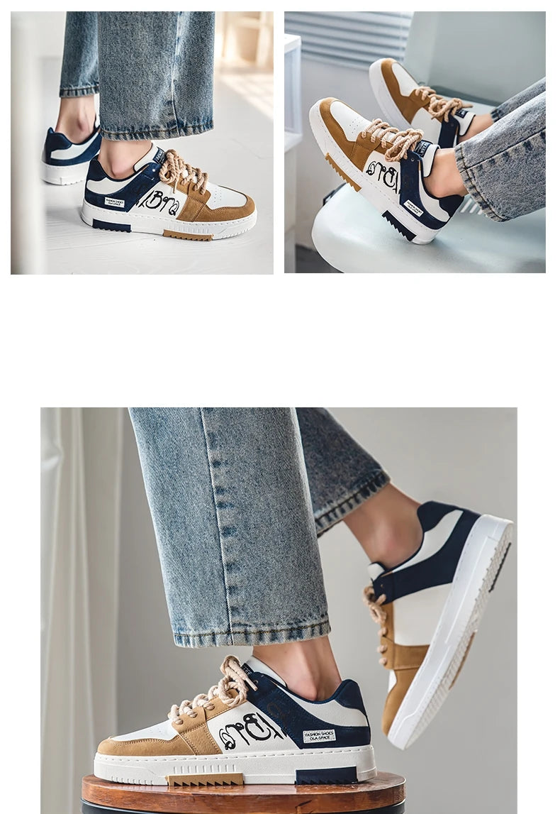 Men's thick soled casual shoes four seasonal soft soled comfortable outdoor walking shoes fashion Breathable student board shoes