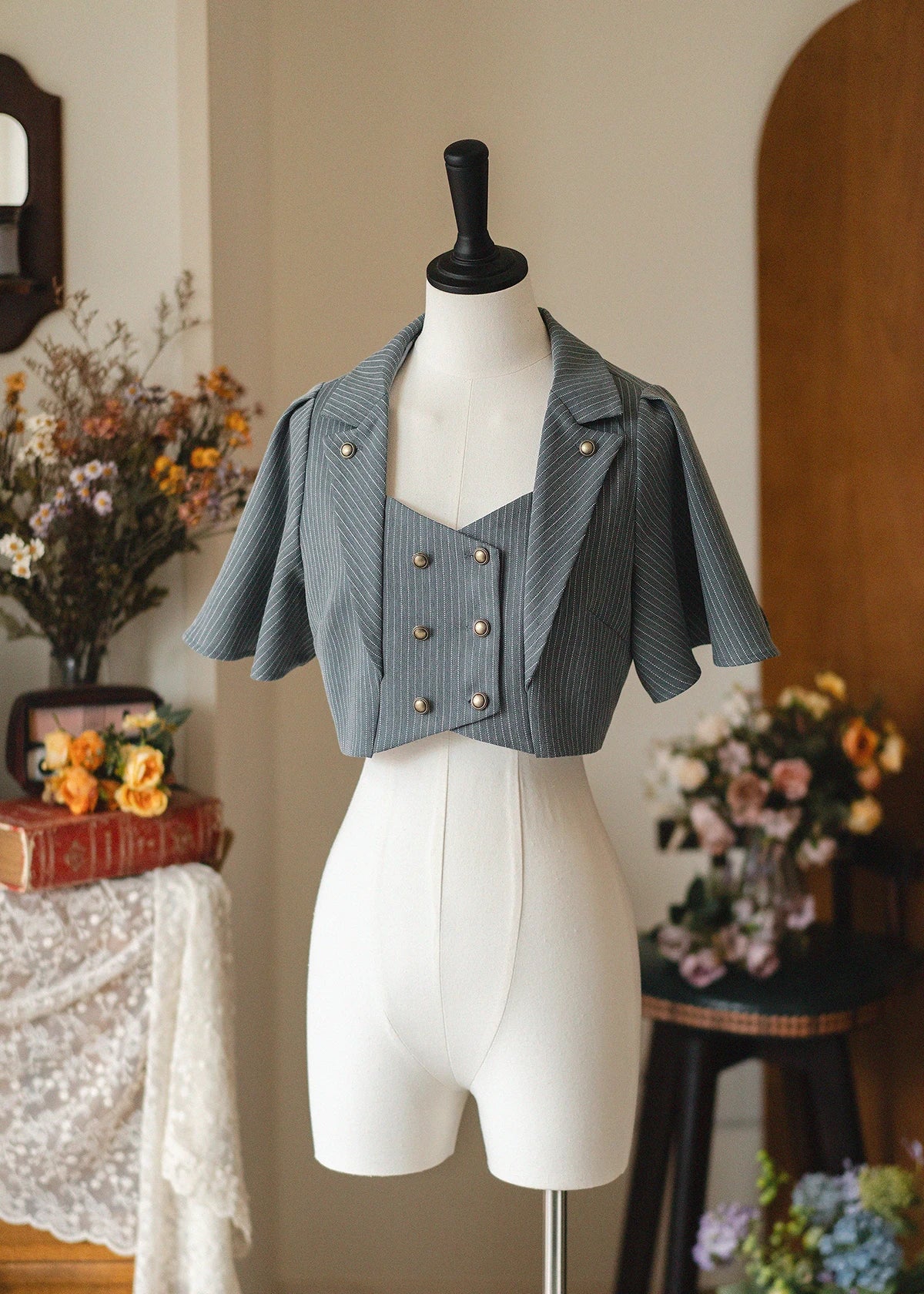 Original Retro Skirt Set Outfits New Spring Women's Stand Collar Long Sleeve Shirt Small Cape Coat Elegant Classical Long Skirt