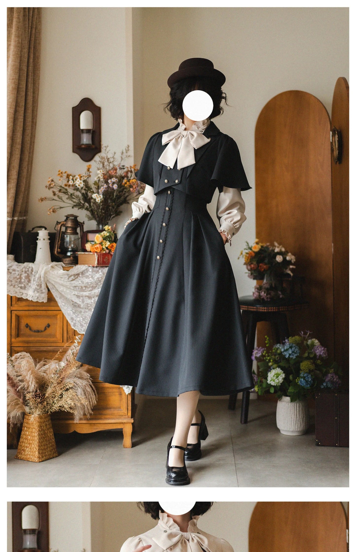 Original Retro Skirt Set Outfits New Spring Women's Stand Collar Long Sleeve Shirt Small Cape Coat Elegant Classical Long Skirt