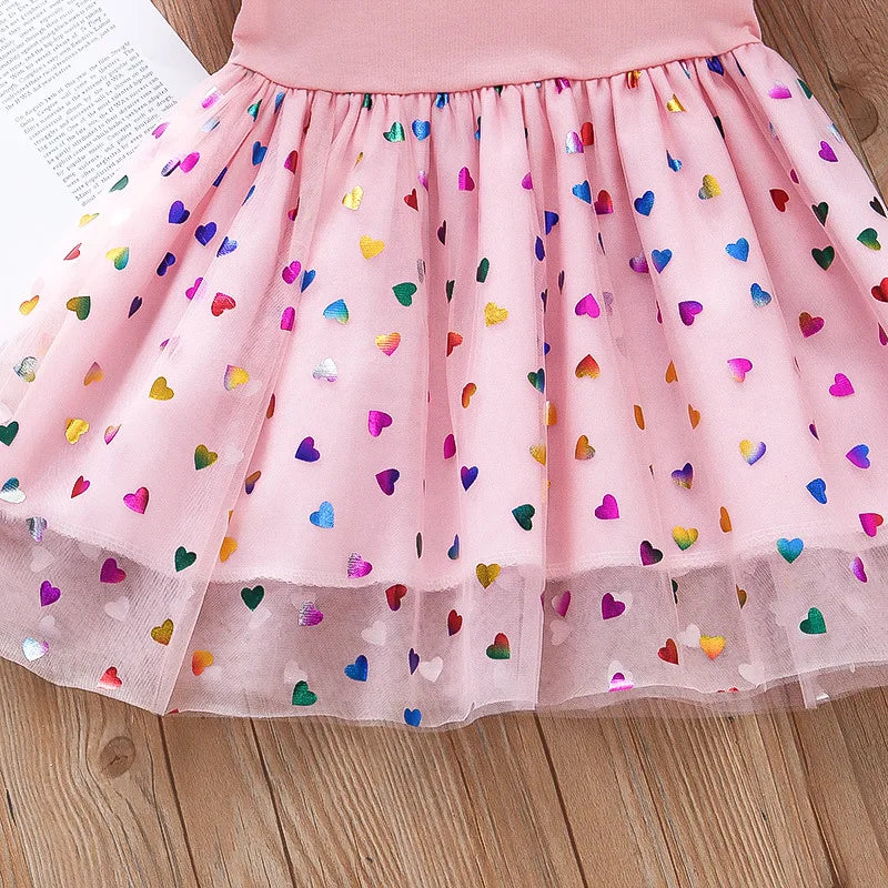 2024 Summer Baby Girls Cartoon Unicorn Dress Cotton Mesh Party Princess Dresses For 2-6 Years Children Kids Clothes