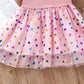 2024 Summer Baby Girls Cartoon Unicorn Dress Cotton Mesh Party Princess Dresses For 2-6 Years Children Kids Clothes