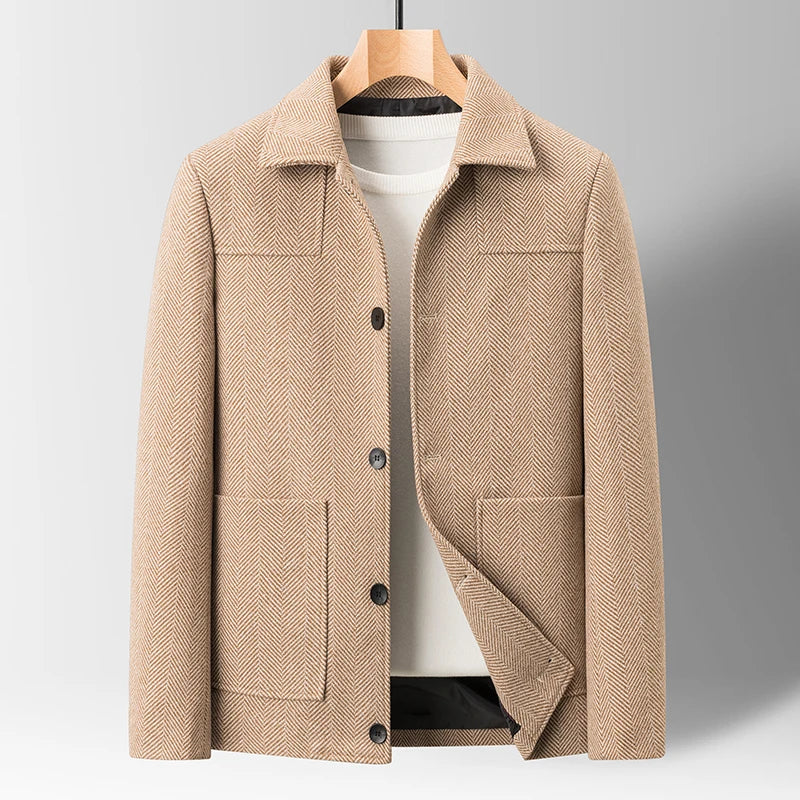 Classic Mens Office Dress Jackets Quality Casual Business Lapel Windbreak Coats Top Autumn Winter Blended Wool Jacket Streetwear