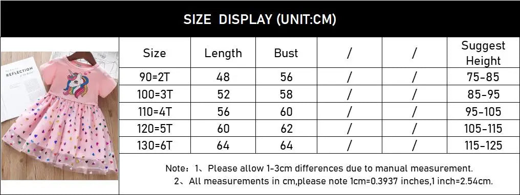 2024 Summer Baby Girls Cartoon Unicorn Dress Cotton Mesh Party Princess Dresses For 2-6 Years Children Kids Clothes