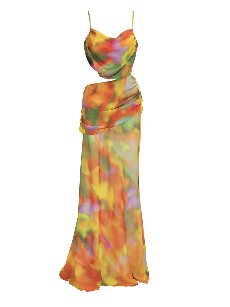 ZRTAK Sexy Wrap Around Cover Up Cut out Mesh Cover-ups Print Beach Long Dress Beathing Suit Beachwear Female Women Maxi Beach