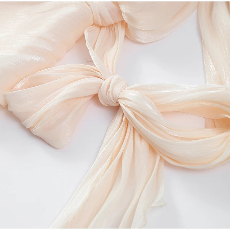 Elegant Woman's Chiffon Halter Mini Dresses 2025 Spring Summer Sexy Backless Wrapped Waist Lace Up Dress New Lady Party Vestidos