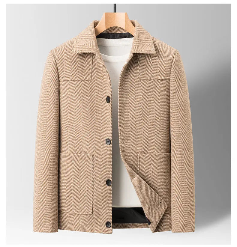 Classic Mens Office Dress Jackets Quality Casual Business Lapel Windbreak Coats Top Autumn Winter Blended Wool Jacket Streetwear