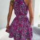 Women Summer Casual Floral Print Ruffle Halter Dress