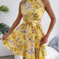 Sexy Spring Summer Floral Halter Neck Short Dresses Holiday Beach Sundress Casual Halter Short Dresses Clothes Women